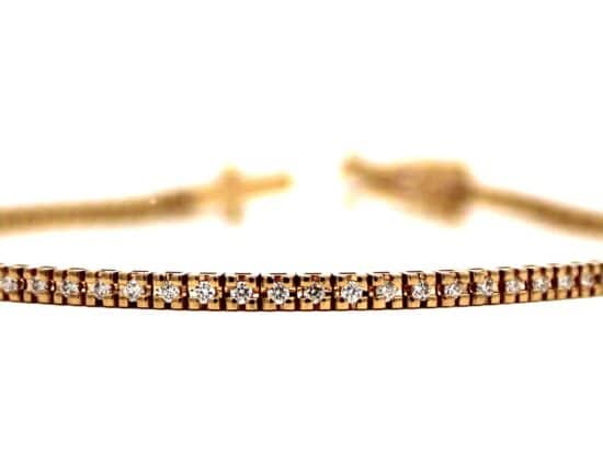 Tennisarmband, 18k roséguld, 0,76c diamant